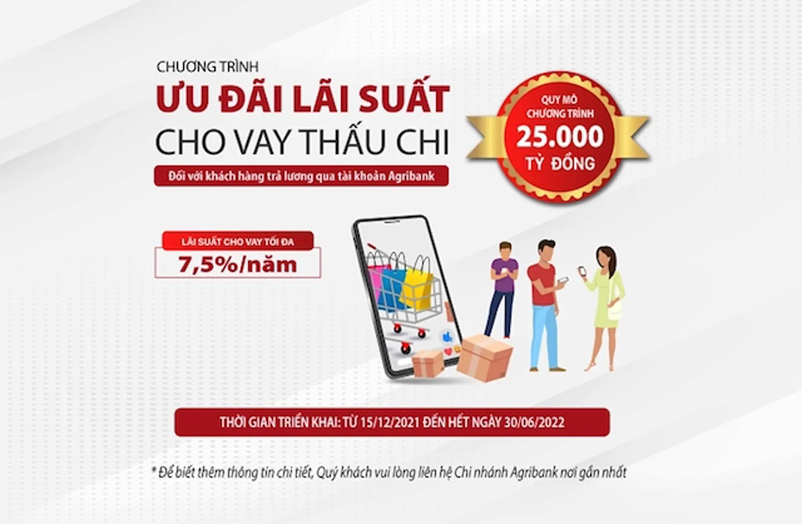 Agribank dành 25.000 tỷ đồng ưu đãi cho vay thấu chi đối với khách hàng trả lương qua tài khoản