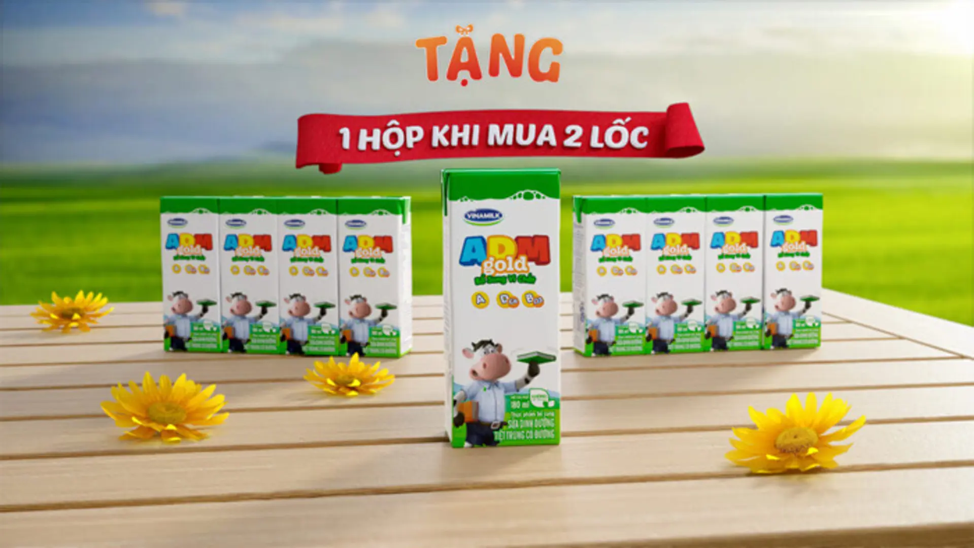 Tặng ngay 1 hộp khi mua 2 lốc sữa Vinamilk ADM Gold