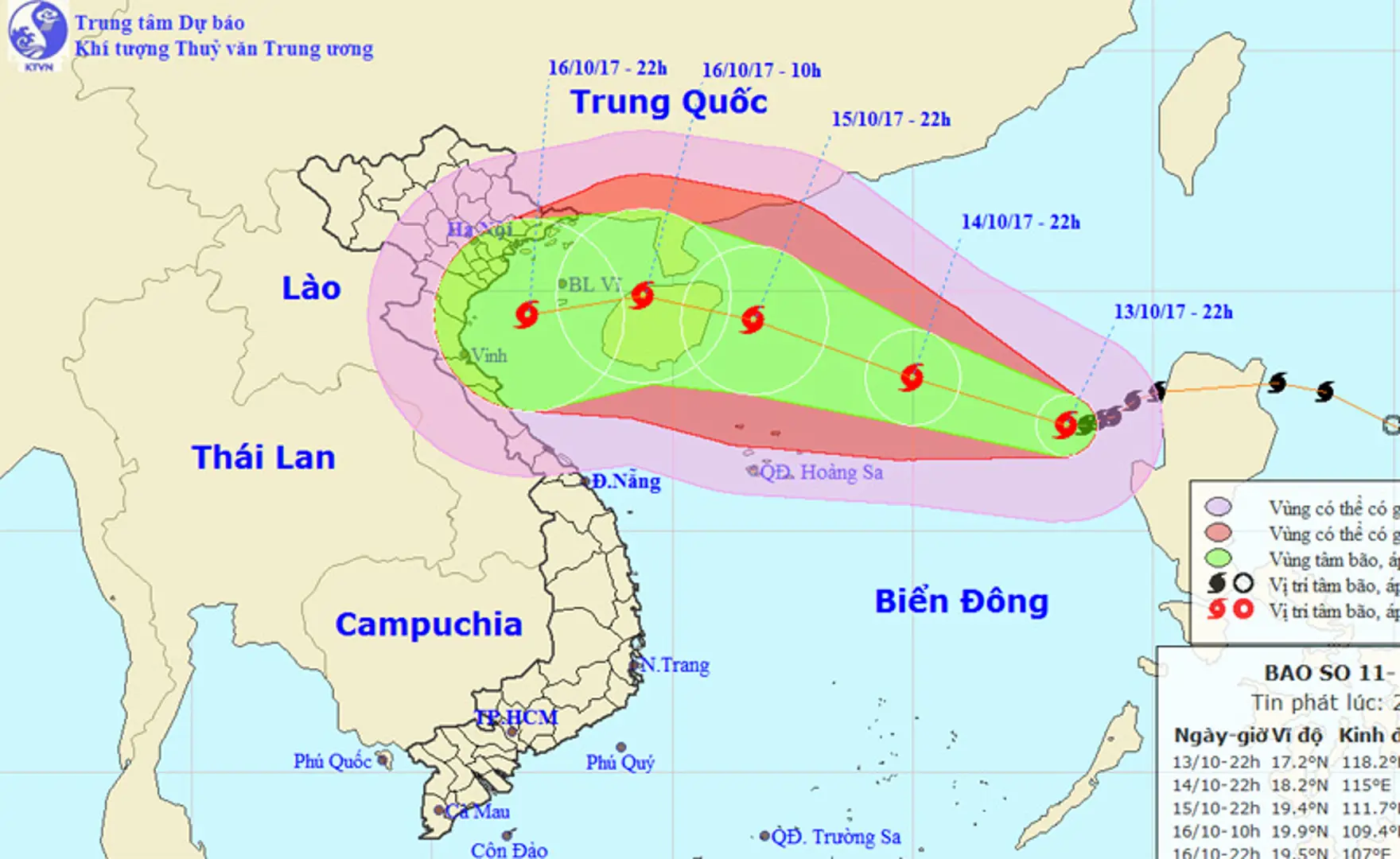 Bão số 11 tiếp tục tăng cấp, cách quần đảo Hoàng Sa khoảng 630km