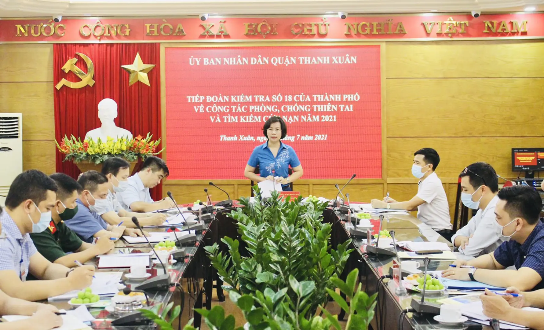 Trưởng ban Tuyên giáo Thành ủy Bùi Huyền Mai: Quận Thanh Xuân phải triển khai phương án ứng phó thiên tai đến khu dân cư