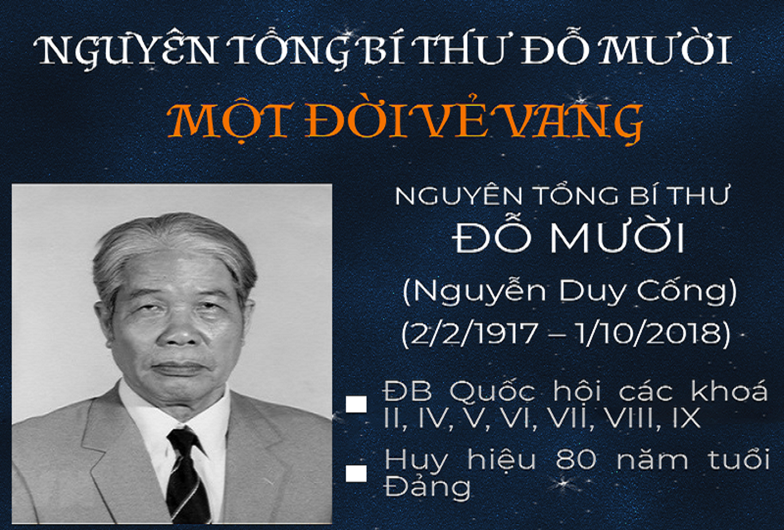 [Infographic] Cuộc đời và sự nghiệp vẻ vang của nguyên Tổng Bí thư Đỗ Mười