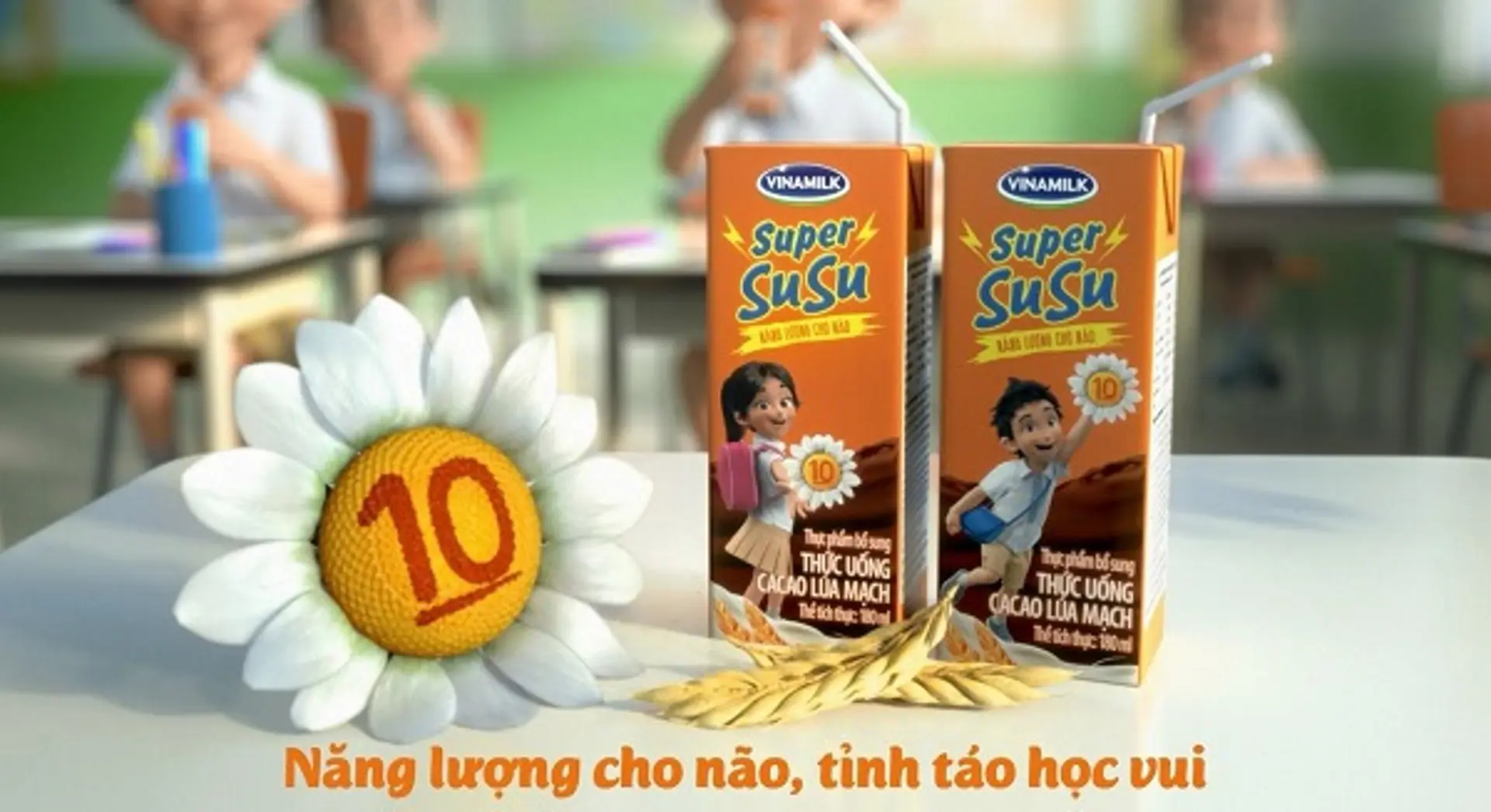 Thức uống Cacao lúa mạch Vinamilk Super Susu - năng lượng cho bé