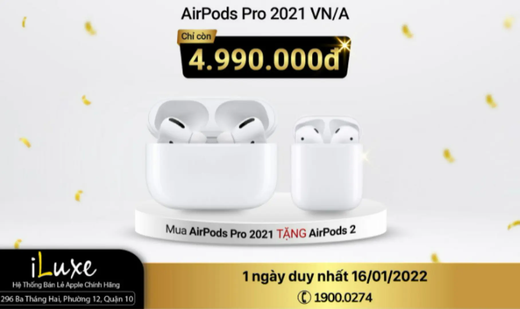 Mua AirPods Pro giảm 1.800.000đ, tặng thêm AirPods 2 trong chương trình khai trương iLuxe