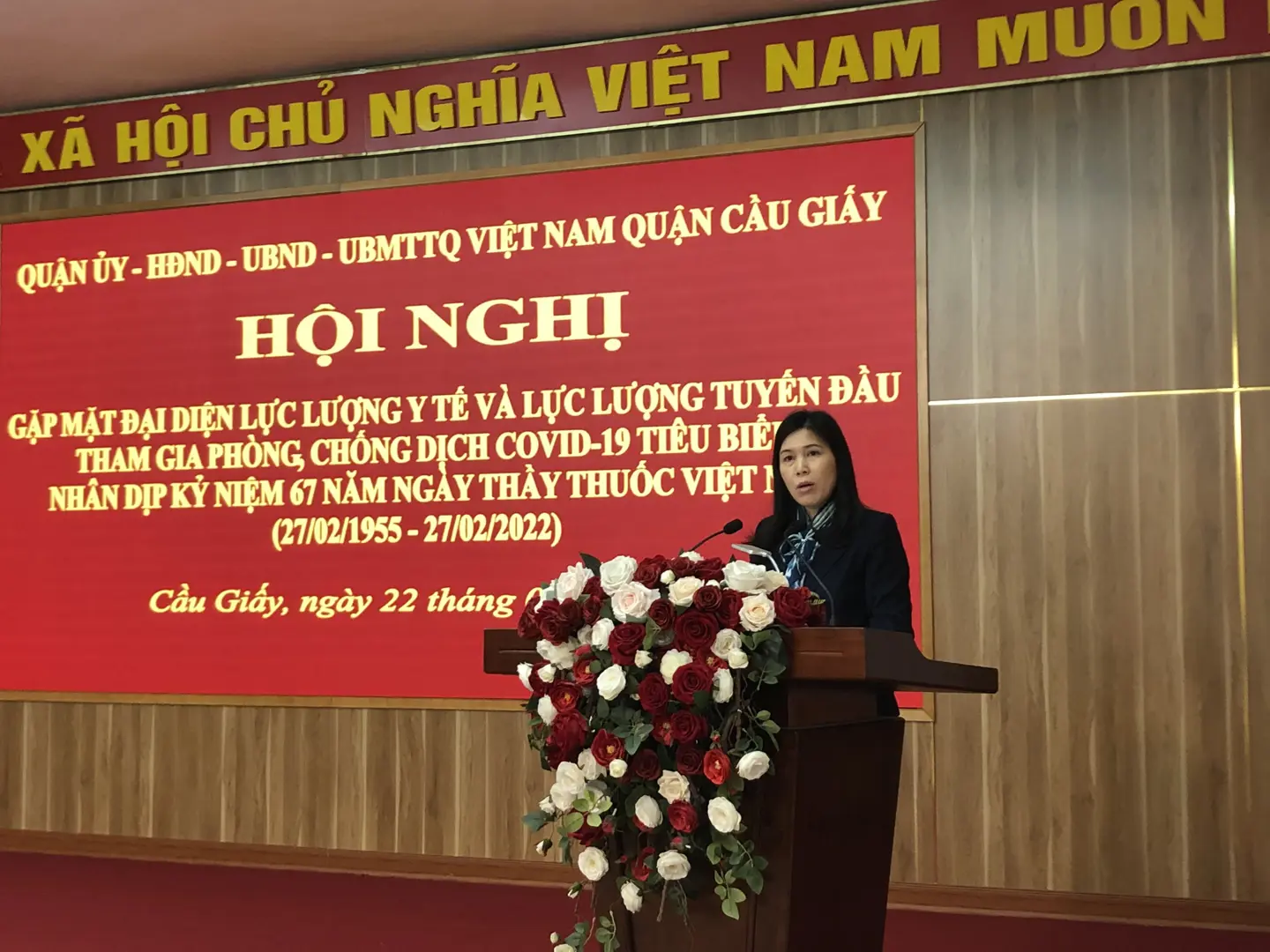 Quận Cầu Giấy: Gặp mặt lực lượng y tế và tuyến đầu phòng, chống dịch