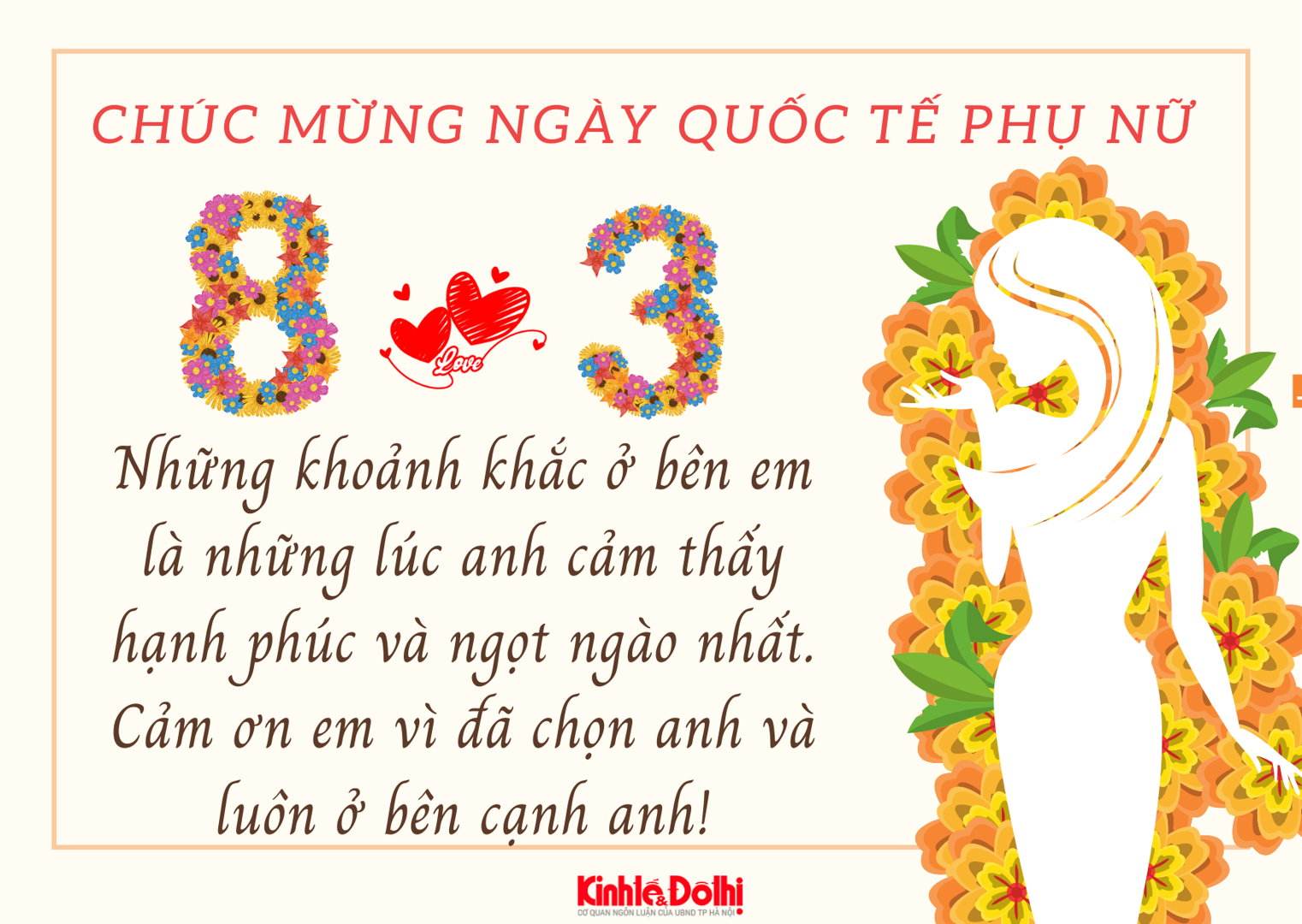 Gợi ý lời chúc 8/3 lãng mạn tặng vợ, người yêu