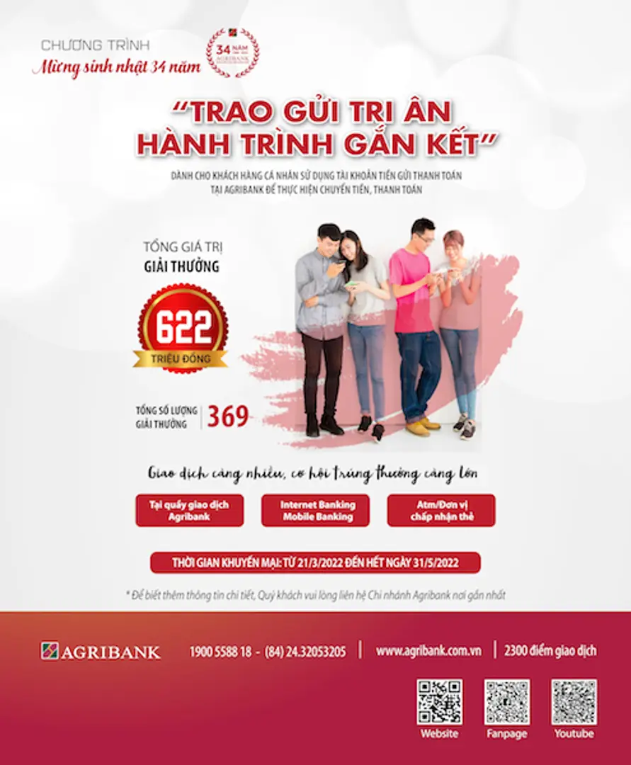 Mừng sinh nhật 34 năm, Agribank “Trao gửi tri ân - Hành trình gắn kết”