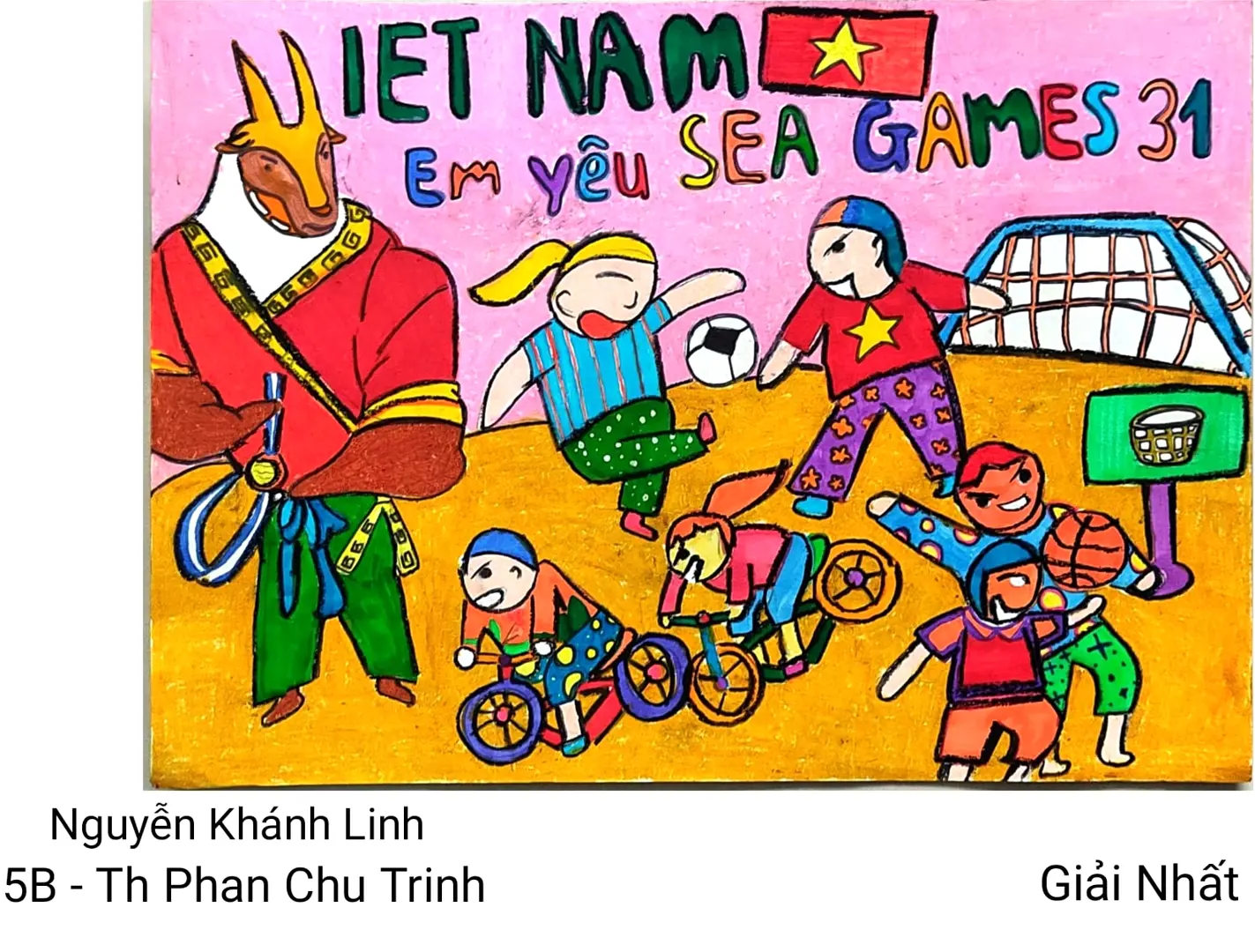 Học sinh Ba Đình chào mừng SEA Games 31 qua tranh vẽ