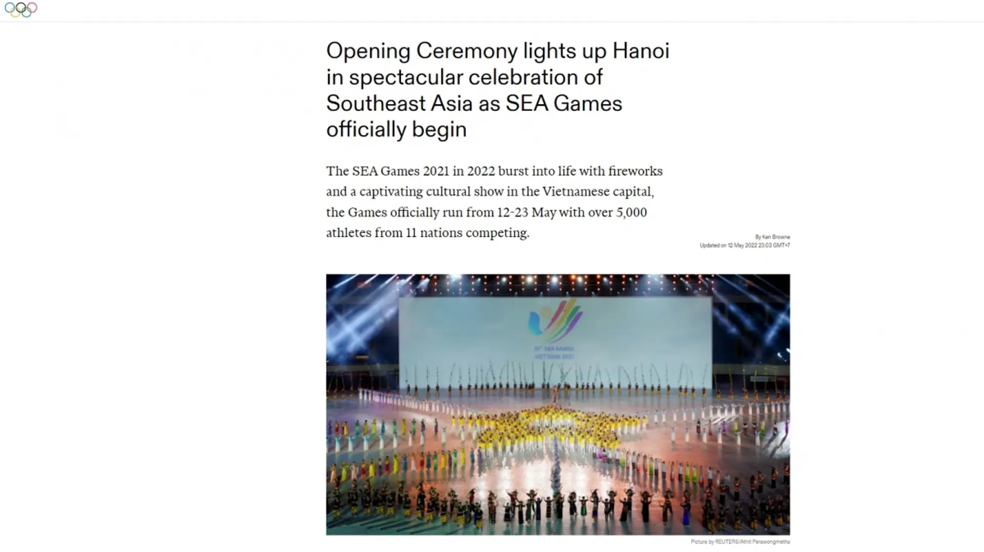 Truyền thông quốc tế ấn tượng với lễ khai mạc SEA Games 31