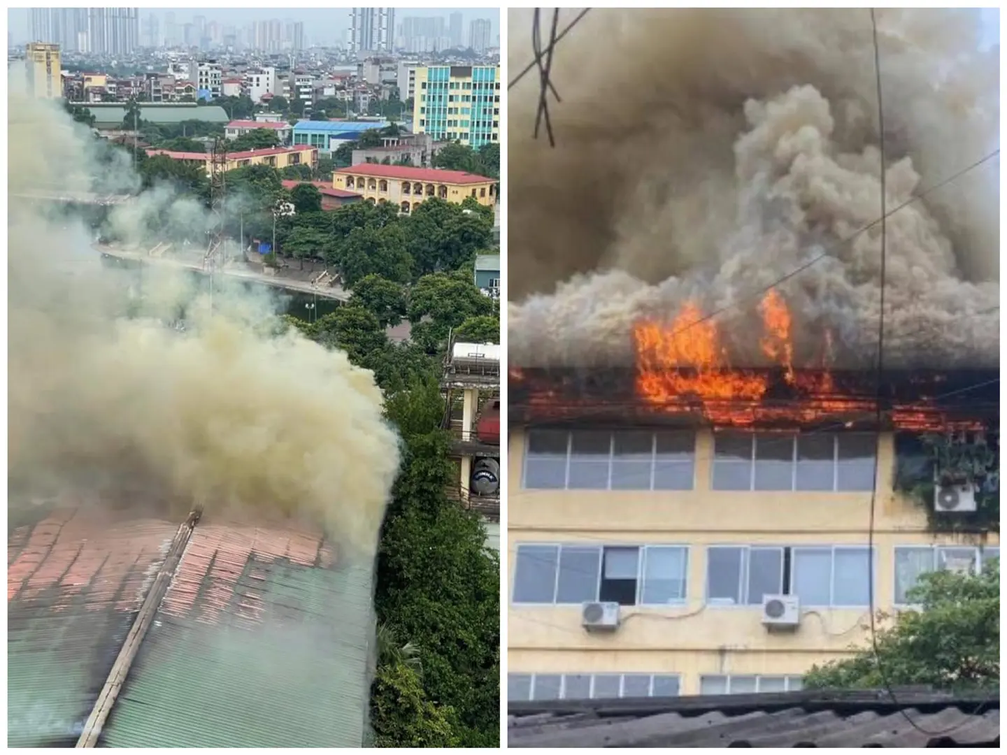 Hà Nội: Cháy lớn tại tòa nhà 5 tầng trên đường Trường Chinh