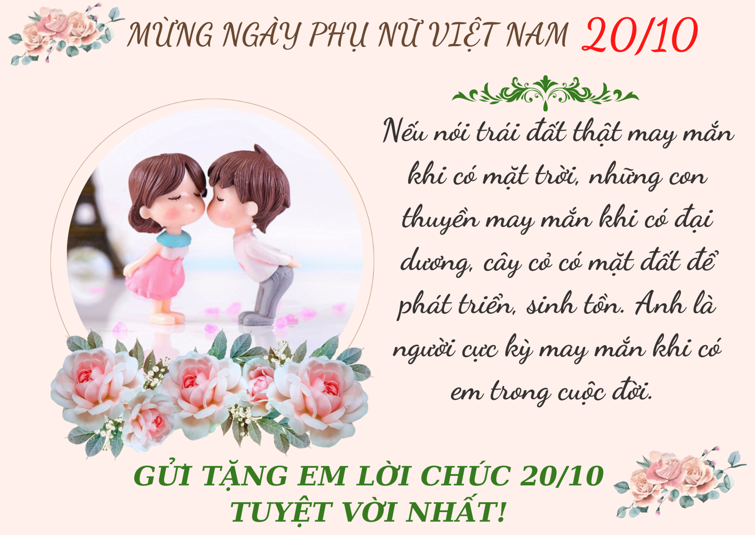 Lời chúc hay ngày Phụ nữ Việt Nam 20/10 tặng vợ, bạn gái, người yêu