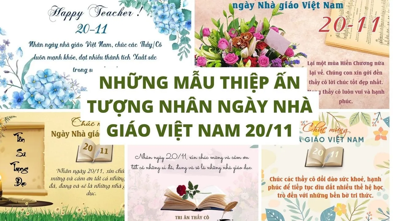Những mẫu thiệp chúc mừng 20/11 đẹp mắt để tặng thầy cô