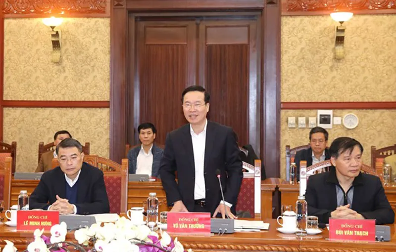 Ủy viên Bộ Chính trị, Thường trực Ban Bí thư Võ Văn Thưởng phát biểu chỉ đạo hội nghị. Ảnh: TTXVN