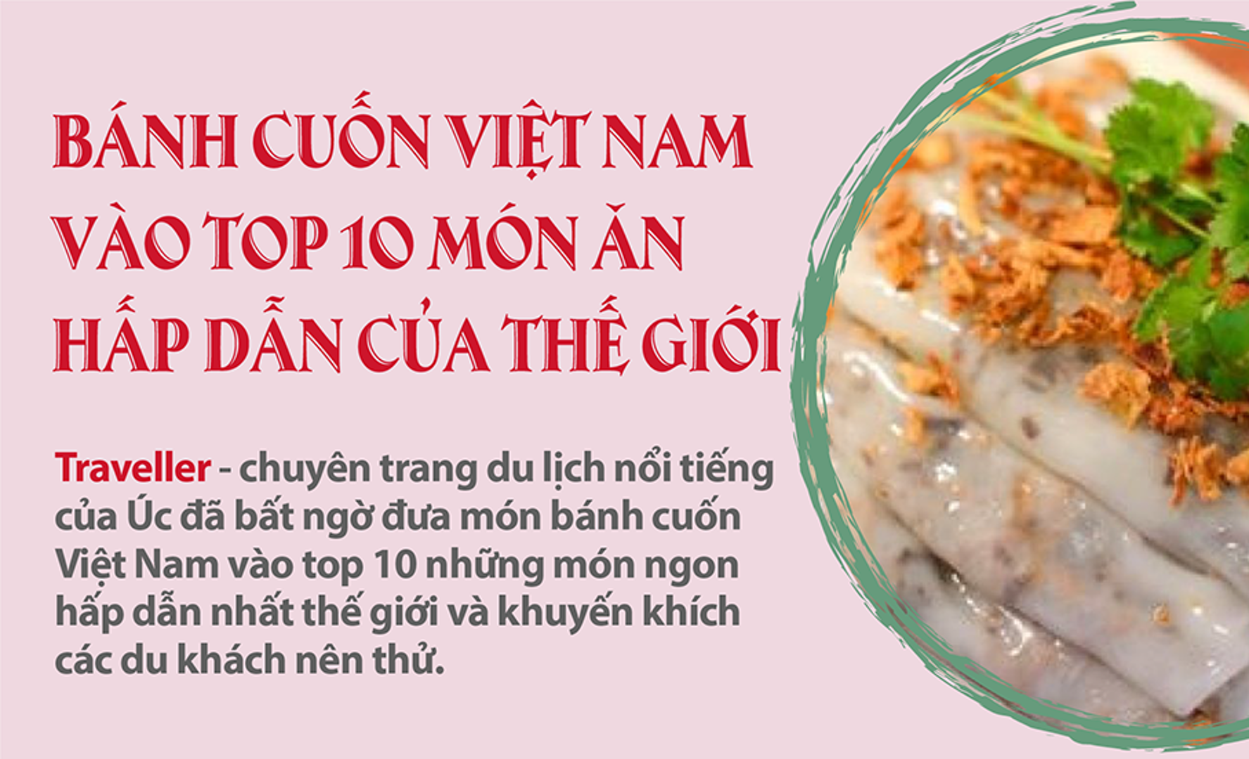 Bánh cuốn Việt Nam vào top 10 món ngon hấp dẫn nhất thế giới