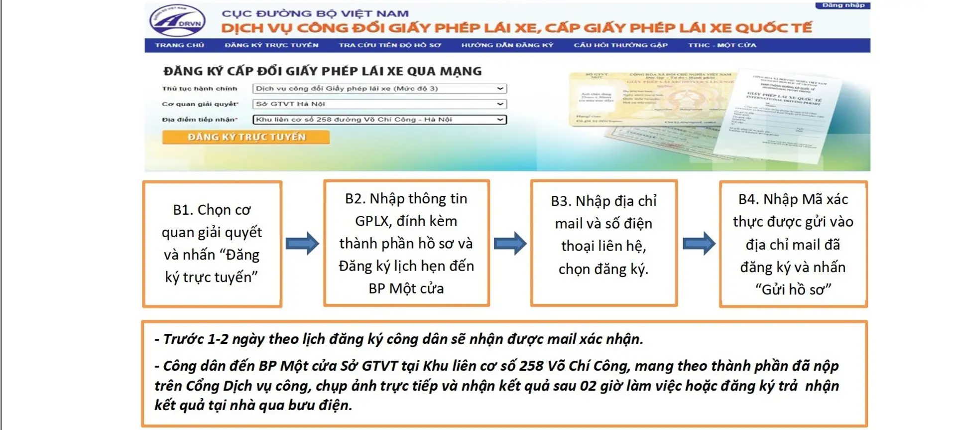 Hà Nội: Hướng dẫn thủ tục đổi giấy phép lái xe trên Cổng Dịch vụ công