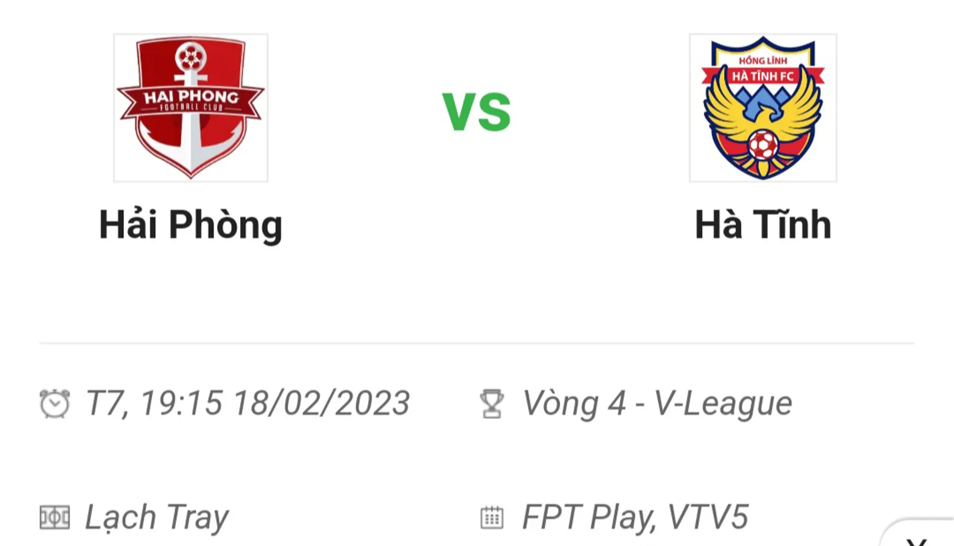 Trực tiếp bóng đá V-League 2023: Hải Phòng vs Hà Tĩnh 19h15 ngày 18/2