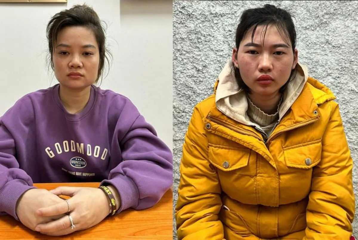 Công an huyện Thường Tín đang tạm giữ 2 đối tượng Nguyễn Thị An và Nguyễn Thị Lành, là 2 cô trông trẻ. Ảnh: Tự Minh