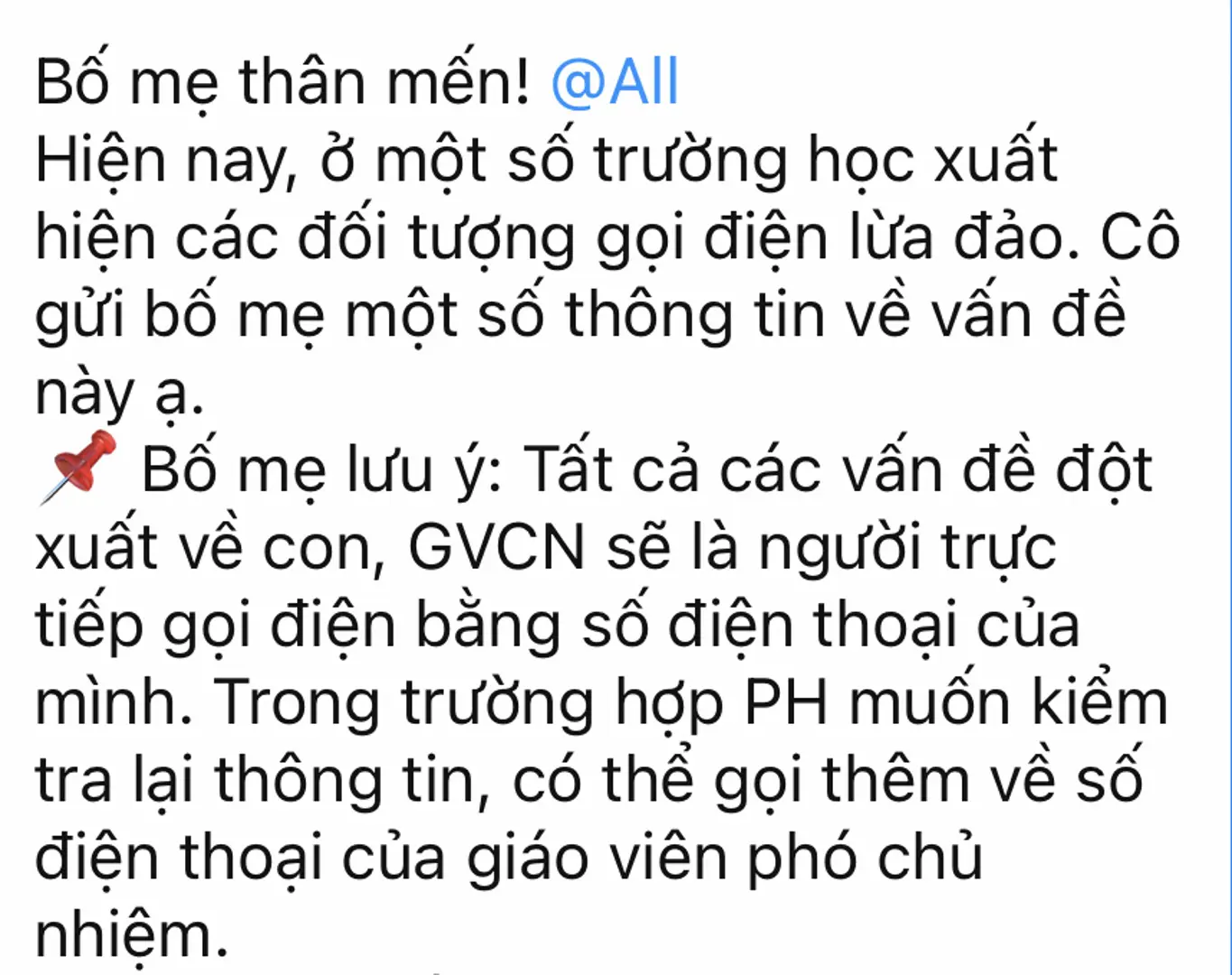 Hầu hết các trường học đã gửi thông tin cảnh báo đến phụ huynh