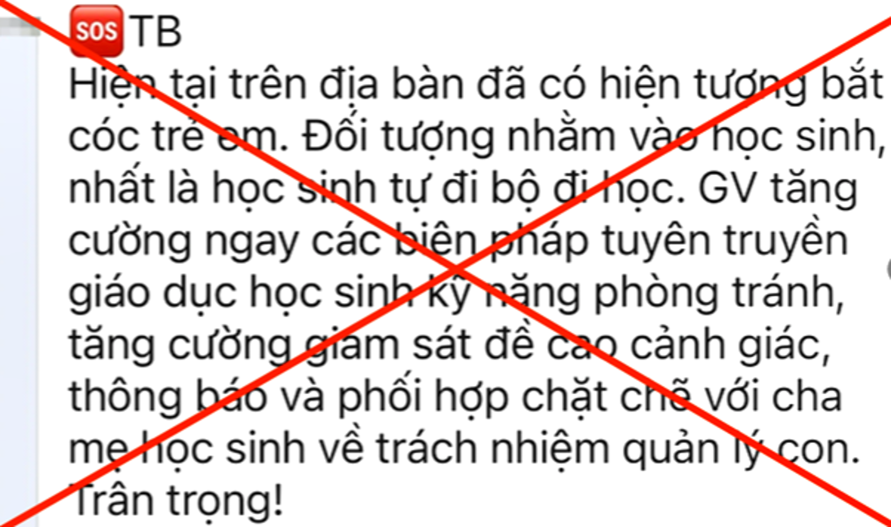 Công an quận Hoàng Mai khẳng định tin đồn "bắt cóc trẻ em" là giả mạo