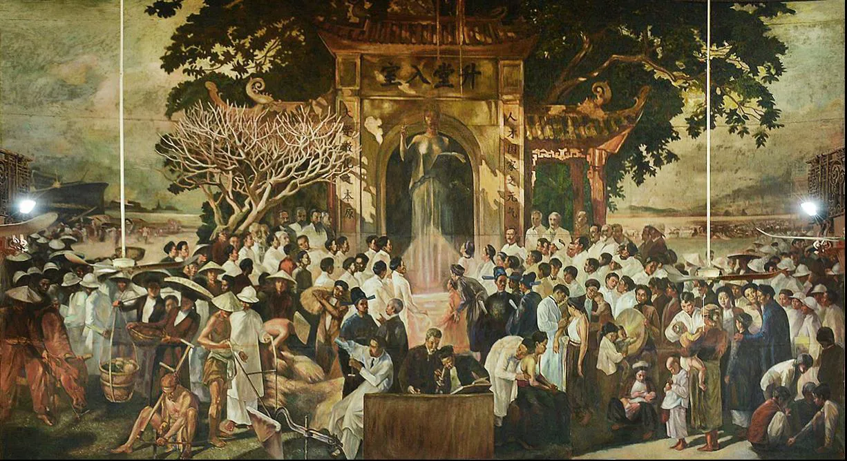 Bức tranh của Victor Tardieu ở Giảng đường lớn Đại học Đông Dương.
