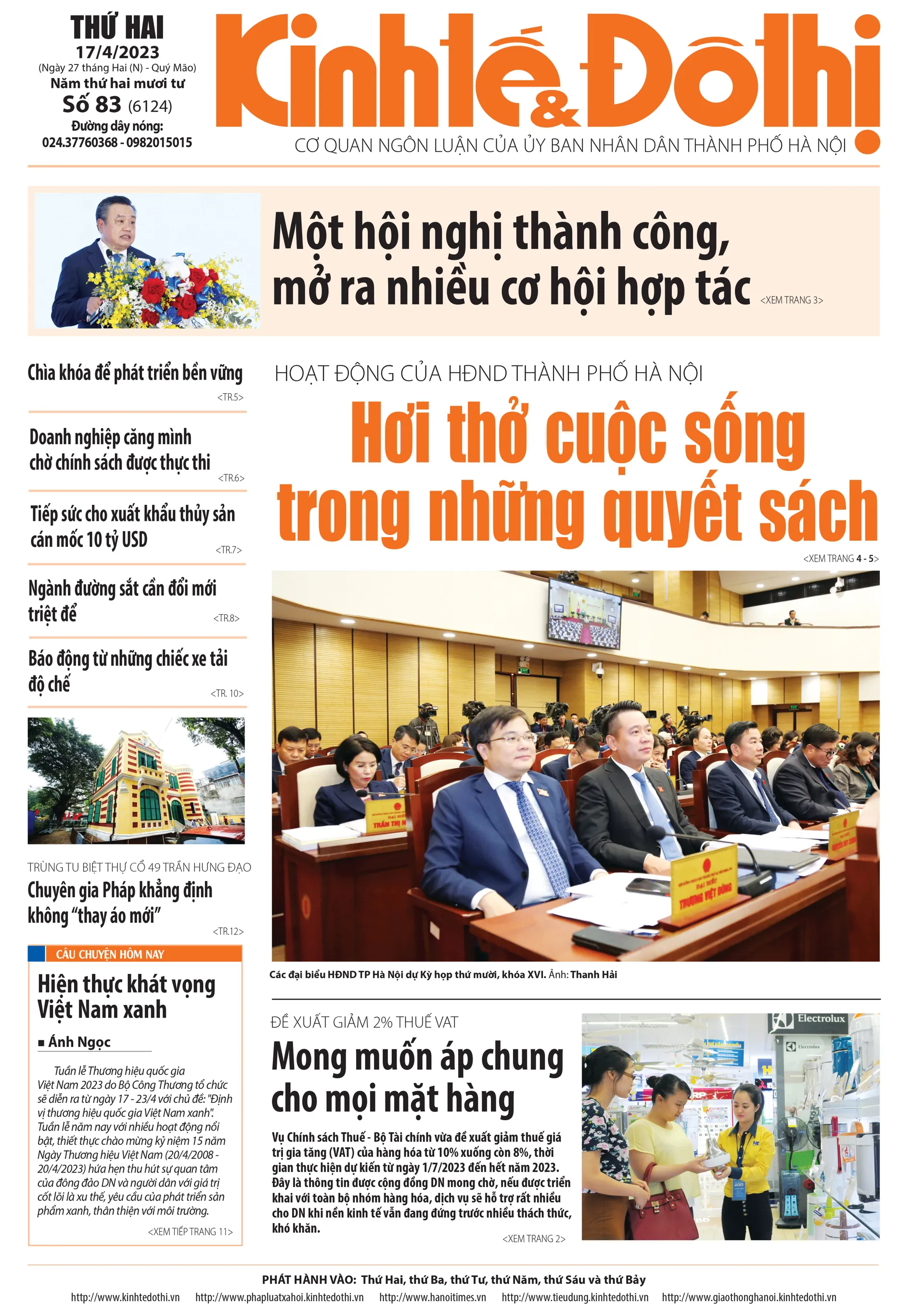 Trang nhất số báo 81 - Báo in Kinh tế và Đô thị phát hành ngày 14/4/2023