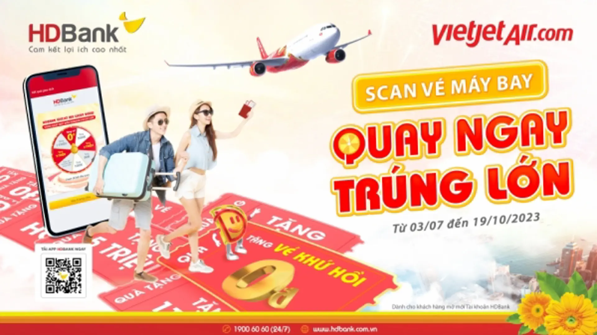 Cơ hội bay Vietjet Air 0 đồng cùng hàng ngàn giải thưởng với HDBank