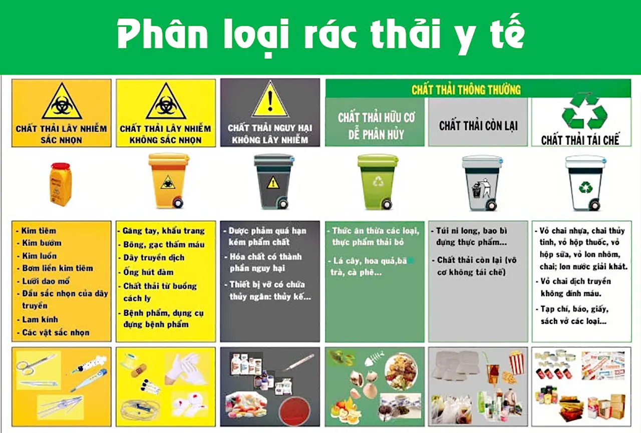 Biểu đồ phân loại rác thải y tế.