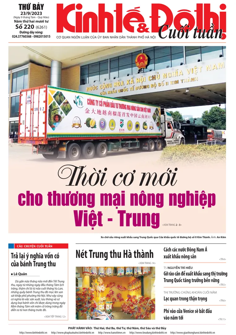 Trang nhất số báo 219 - Báo in Kinh tế & Đô thị Cuối tuần phát hành ngày 22/9/2023.