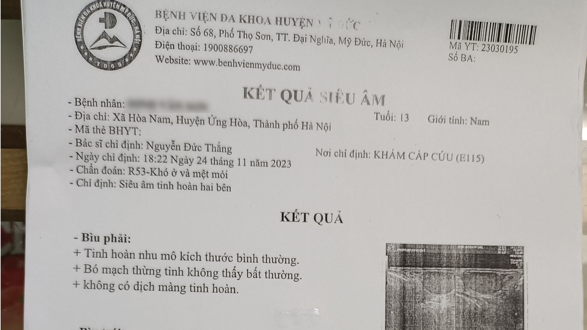 Kết quả giám định vụ học sinh bị tác động vùng kín tại huyện Ứng Hoà