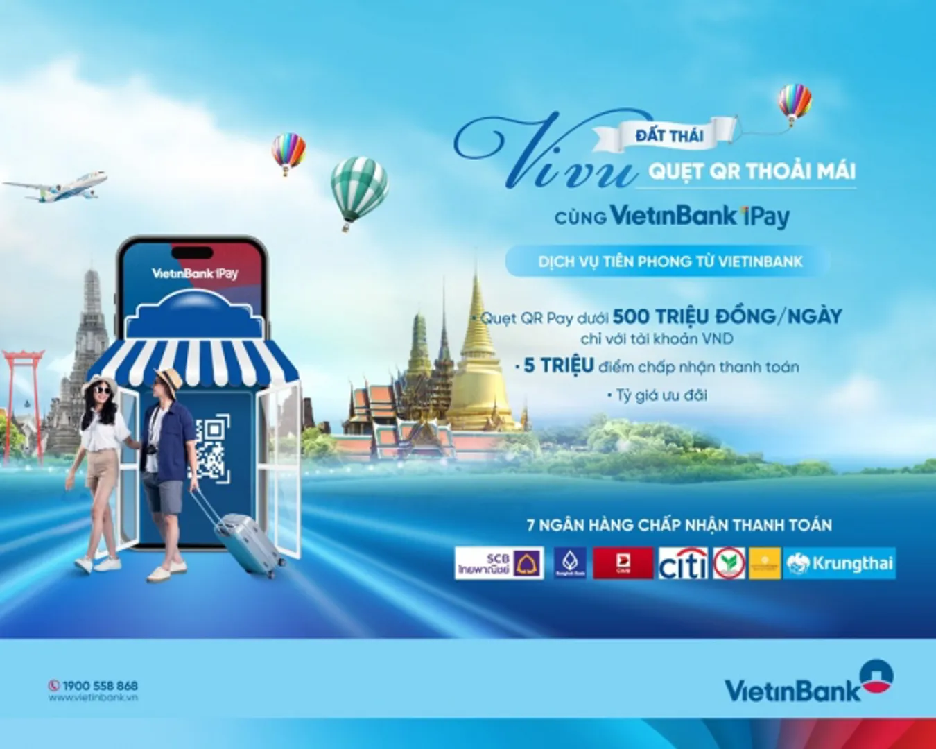 VietinBank triển khai dịch vụ thanh toán cho KH du lịch Thái Lan 