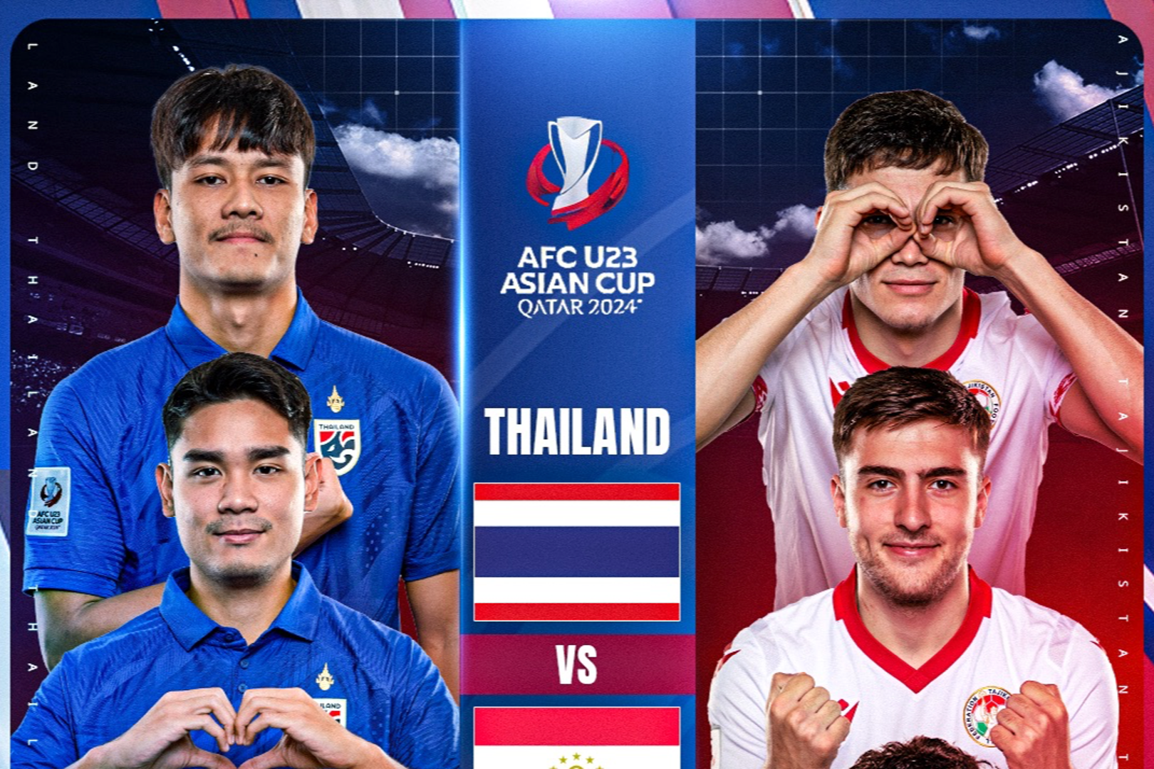 Trực tiếp bóng đá U23 Thái Lan vs U23 Tajikistan hôm nay 22/4