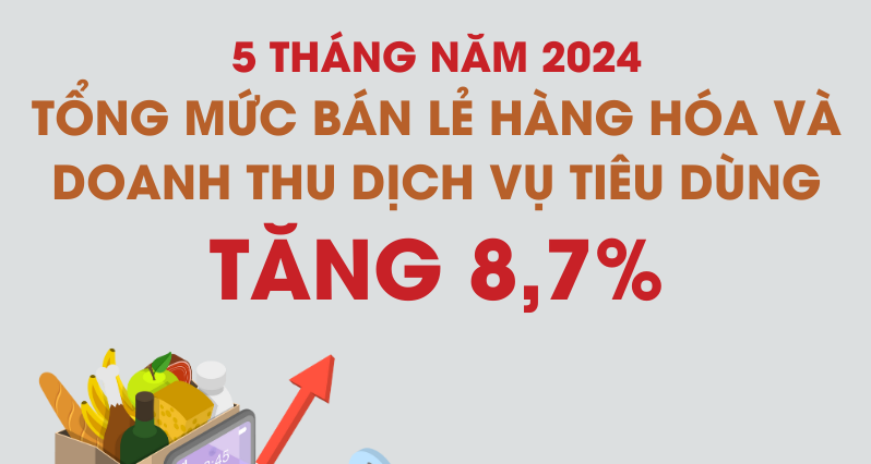 Tổng mức bán lẻ hàng hóa và doanh thu dịch vụ tiêu dùng tăng 8,7%