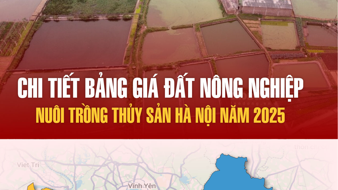 Bảng giá đất nông nghiệp nuôi trồng thủy sản Hà Nội năm 2025