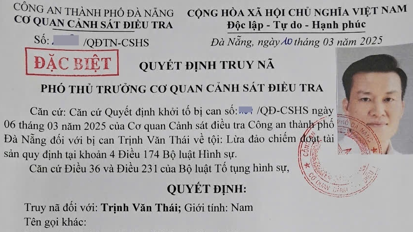 Truy nã đặc biệt đối tượng Trịnh Văn Thái 