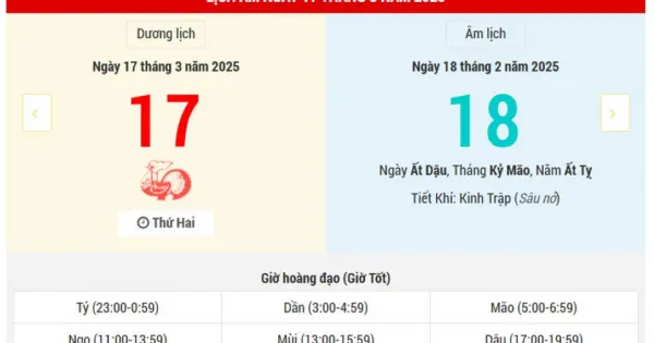 Lịch âm 17/3 chính xác nhất, lịch vạn niên ngày 17/3/2025: việc nên, không nên làm?