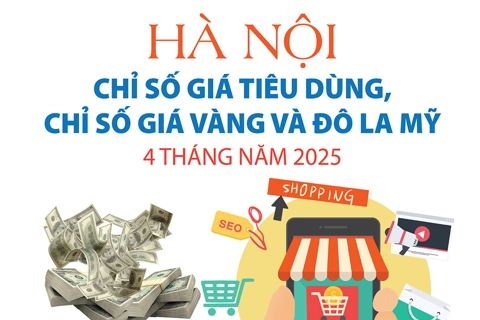 Hà Nội: chỉ số giá tiêu dùng, chỉ số giá vàng và đô la Mỹ 4 tháng năm 2025 tăng
