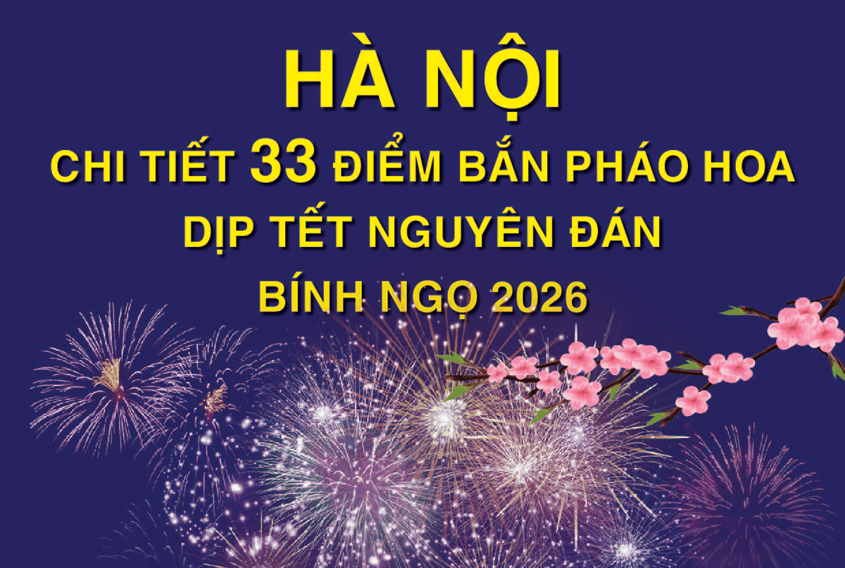 Hà Nội: Chi tiết 33 điểm bắn pháo hoa dịp Tết Nguyên đán Bính Ngọ 2026