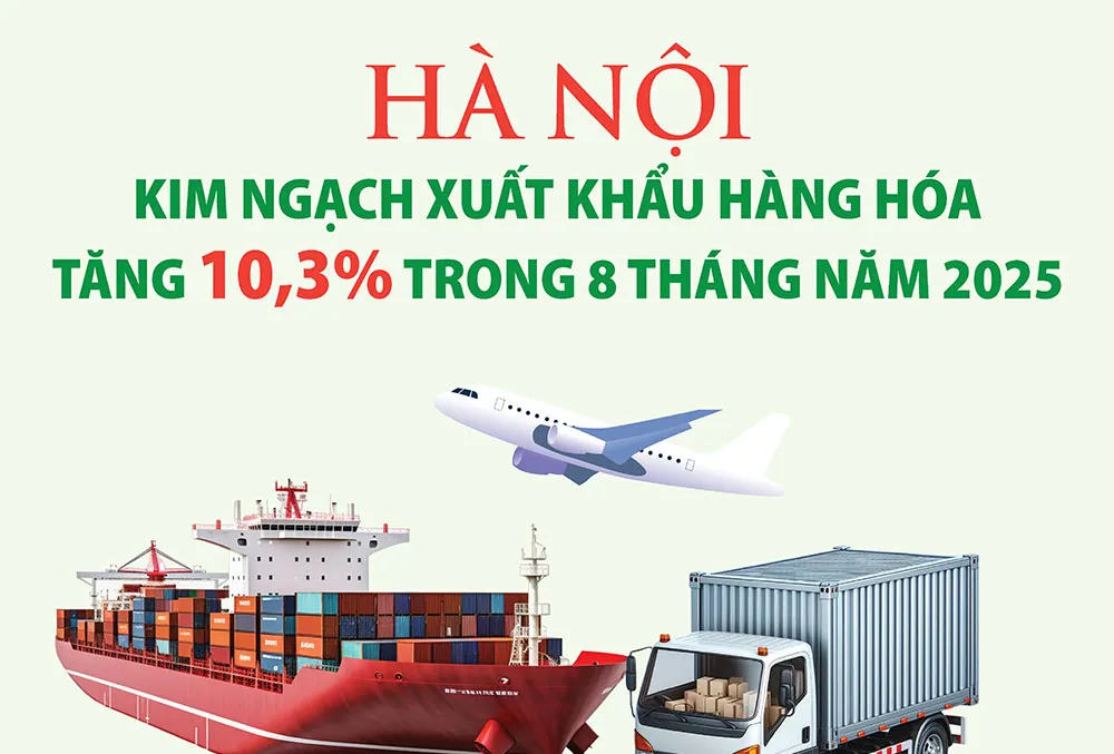 Hà Nội: Kim ngạch xuất khẩu hàng hóa tăng 10,3% trong 8 tháng năm 2025