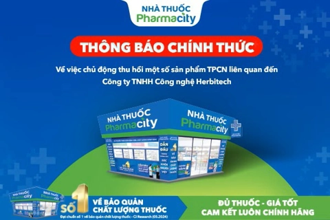 Pharmacity thu hồi 4 sản phẩm do công ty Herbitech sản xuất
