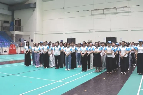 Khối "Phụ nữ Việt Nam" tham gia buổi tập diễu hành đầu tiên chào mừng Quốc khánh 2/9