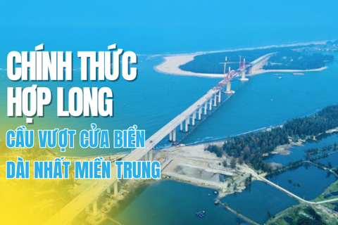 Chính thức hợp long cầu vượt cửa biển dài nhất miền Trung
