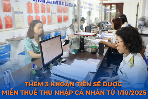 Thêm 3 khoản tiền sẽ được miễn thuế thu nhập cá nhân từ ngày  1/10/2025
