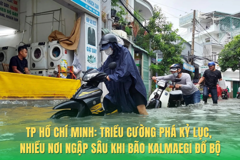TP Hồ Chí Minh: Triều cường vượt đỉnh lịch sử, nhiều nơi ngập sâu khi bão Kalmaegi đổ bộ
