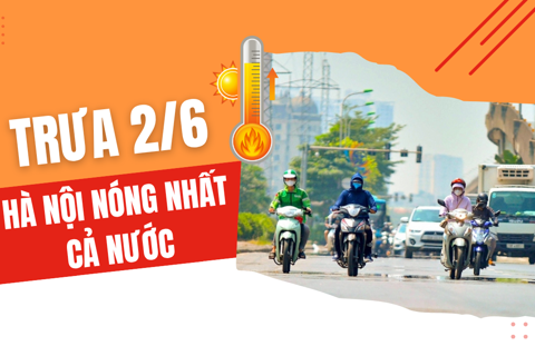 Trưa 2/6, Hà Nội nắng nóng như “chảo lửa”, nhiệt độ cao nhất cả nước