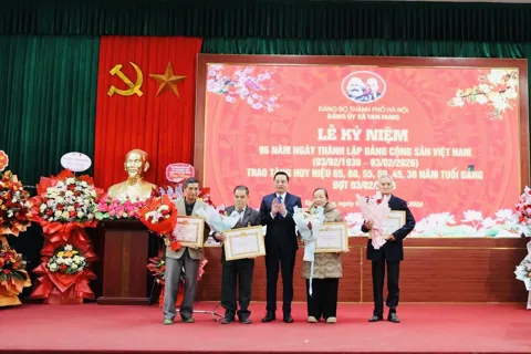 Trang trọng Lễ trao tặng Huy hiệu Đảng đợt 3/2 tại xã Tam Hưng