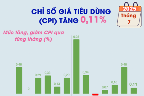 CPI tháng 7/2025 tăng 0,11%