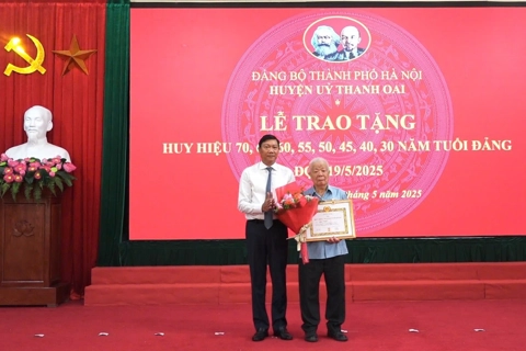 Thanh Oai: 141 đồng chí được trao tặng Huy hiệu Đảng dịp 19/5