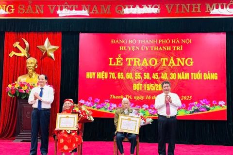 Huyện ủy Thanh Trì trao Huy hiệu Đảng cho 185 đảng viên đợt 19/5