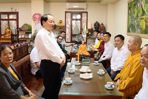 Trưởng ban Tuyên giáo và Dân vận Thành ủy Nguyễn Doãn Toản thăm, chúc mừng Ban Văn hóa Trung ương Giáo hội Phật giáo Việt Nam tại chùa Yên Phú