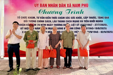 Xã Nam Phù: khám sức khỏe, cấp thuốc, tặng quà tri ân 280 đối tượng chính sách, lão thành cách mạng