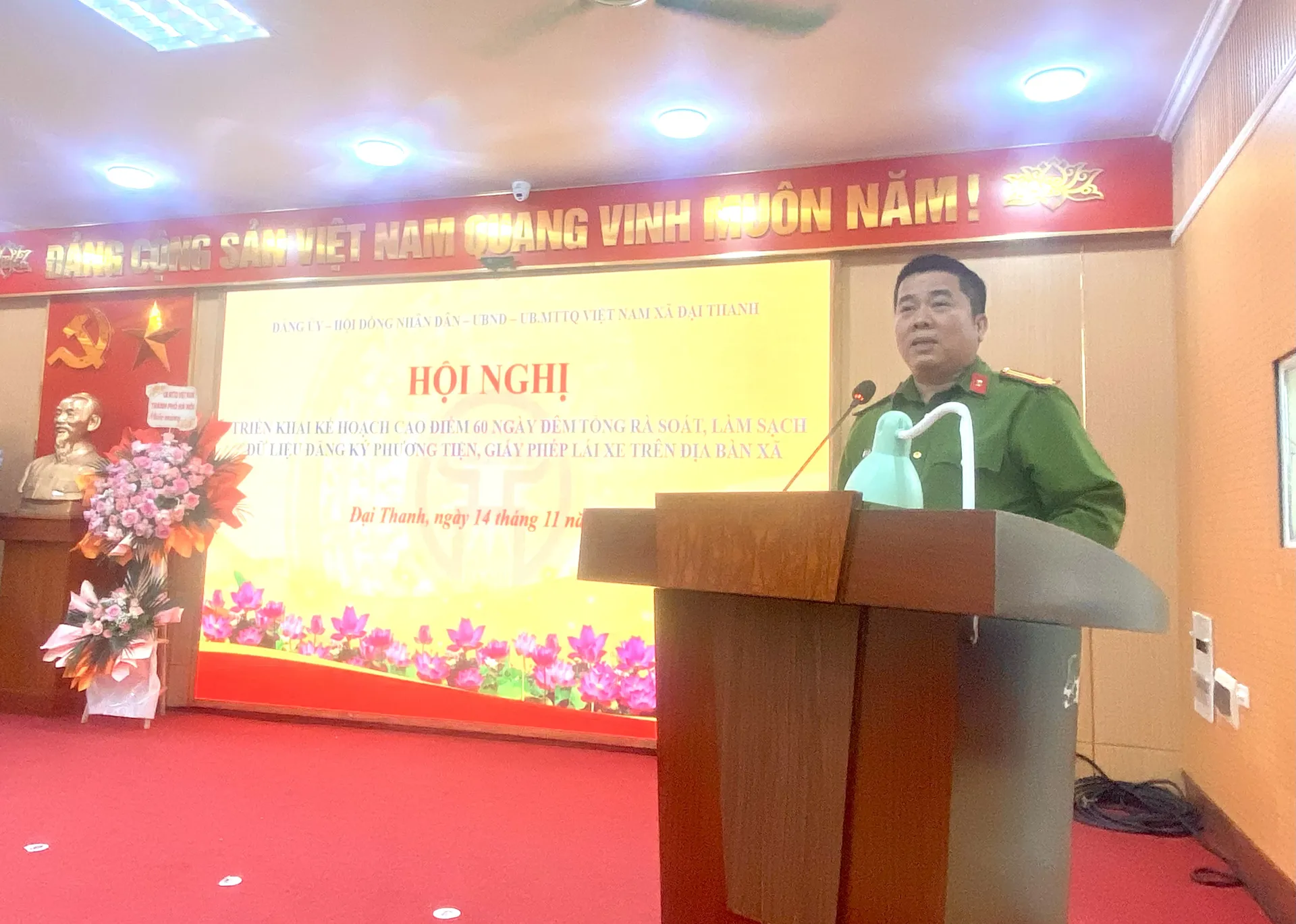 Công an xã Đại Thanh phát động cao điểm 60 ngày “làm sạch” dữ liệu đăng ký phương tiện và giấy phép lái xe